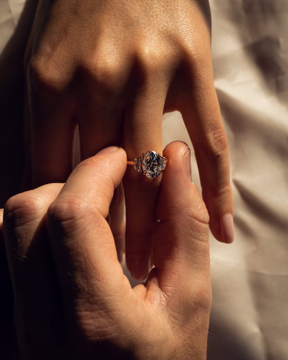 3.0 CT Oval Three Stones Lab Grown Diamond Engagement Ring