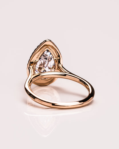3.09 CT Pear Cut Halo Lab Grown Diamond Engagement Ring