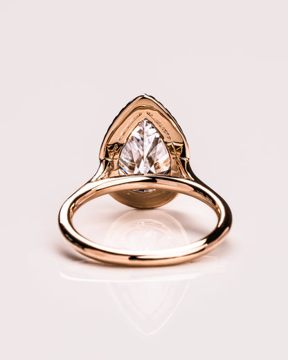3.09 CT Pear Cut Halo Lab Grown Diamond Engagement Ring