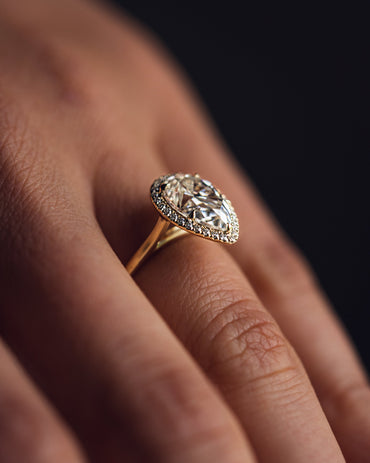 3.09 CT Pear Cut Halo Lab Grown Diamond Engagement Ring