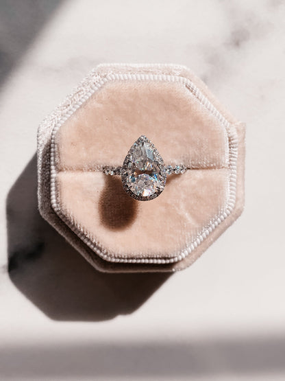 1.93 CT Pear Cut Halo Lab Grown Diamond Engagement Ring With Pave Setting