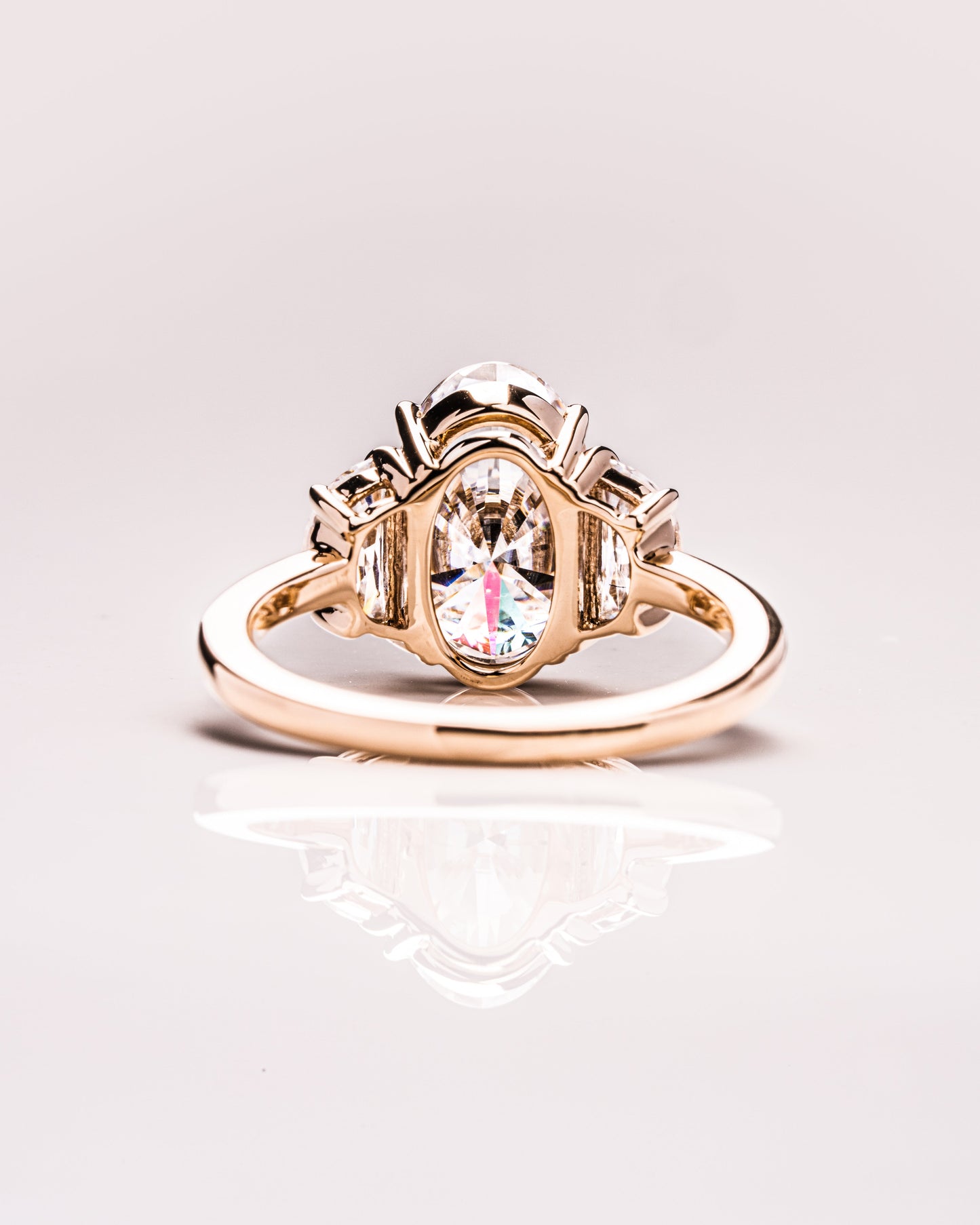 4.0 CT Oval Cut Three Stones Lab Grown Diamond Engagement Ring