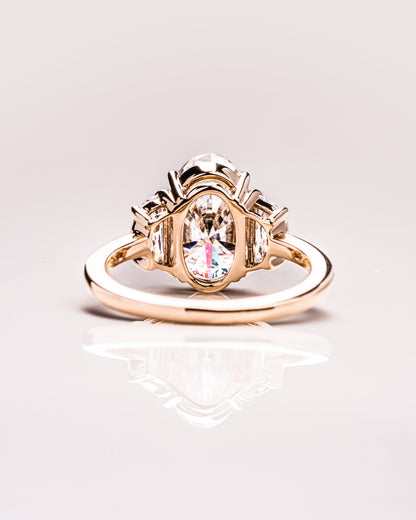 4.0 CT Oval Cut Three Stones Lab Grown Diamond Engagement Ring