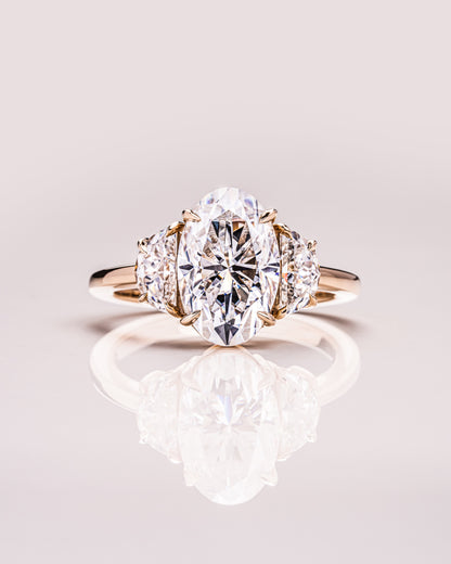 4.0 CT Oval Cut Three Stones Lab Grown Diamond Engagement Ring
