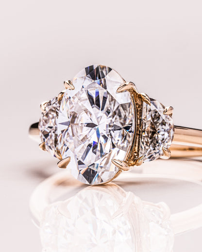 4.0 CT Oval Cut Three Stones Lab Grown Diamond Engagement Ring