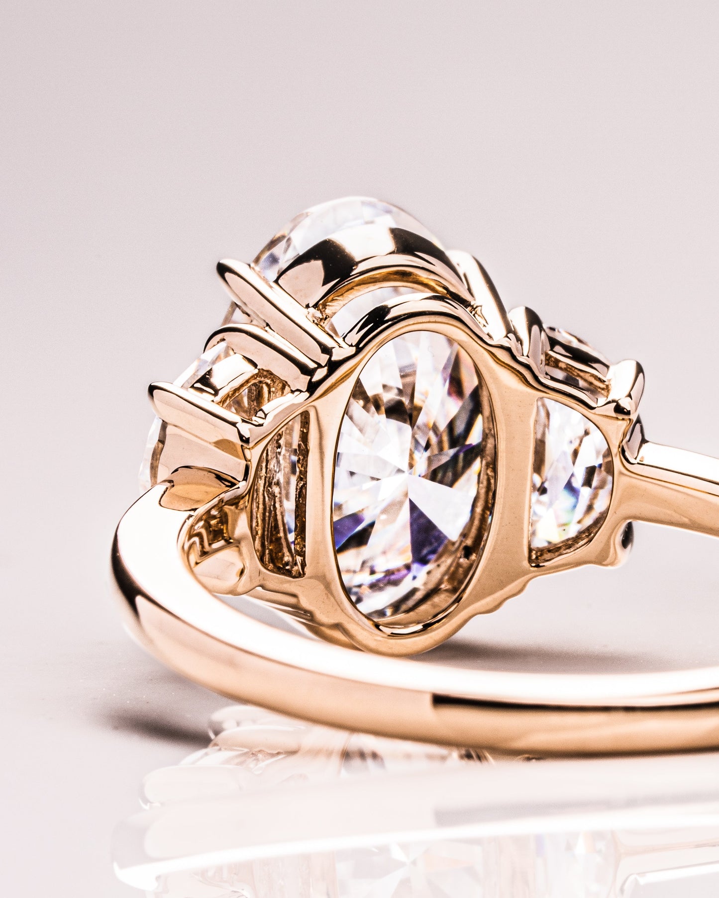 4.0 CT Oval Cut Three Stones Lab Grown Diamond Engagement Ring