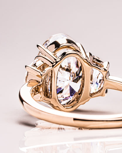 4.0 CT Oval Cut Three Stones Lab Grown Diamond Engagement Ring