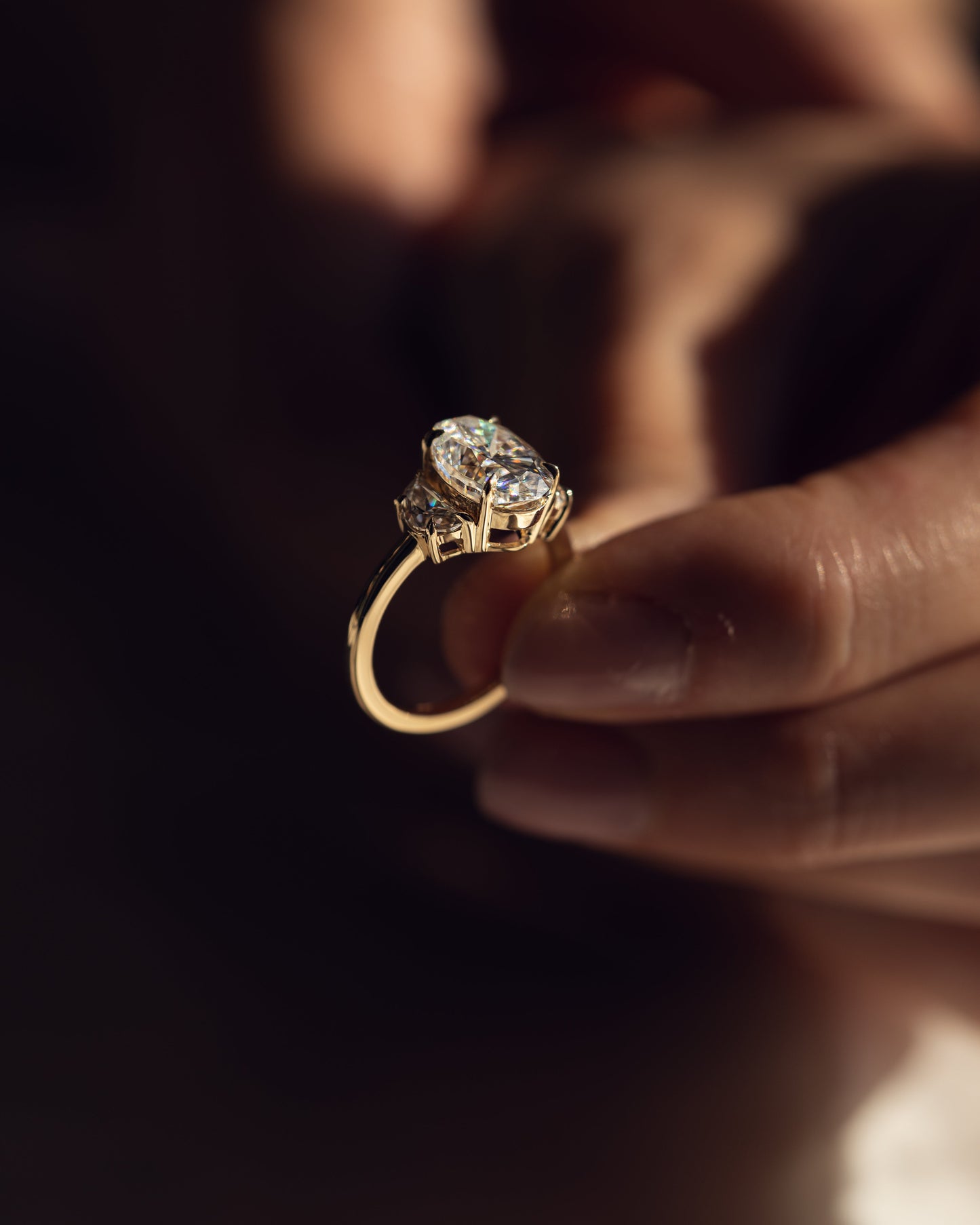 4.0 CT Oval Cut Three Stones Lab Grown Diamond Engagement Ring