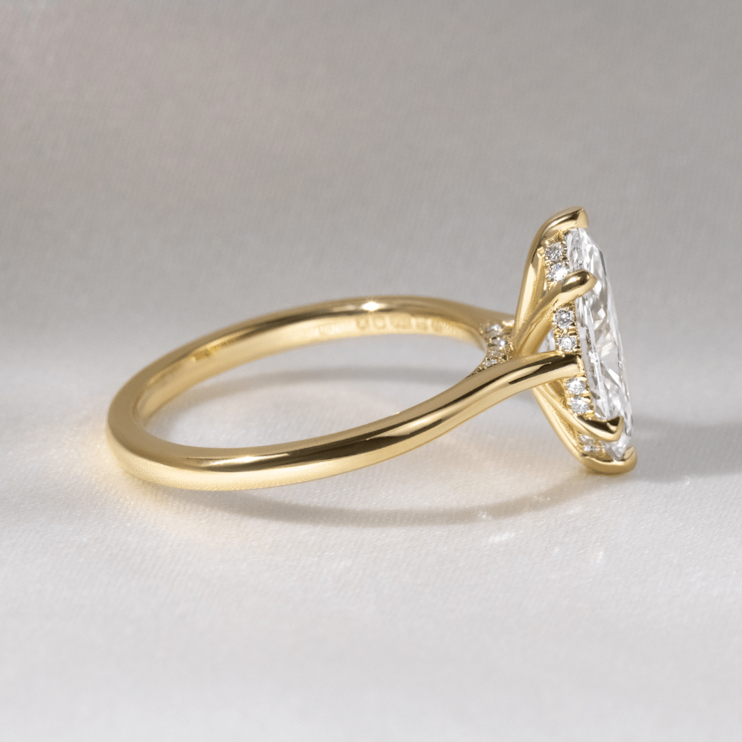 Marquise Shaped Three Stone Lab Grown Diamond Engagement Ring