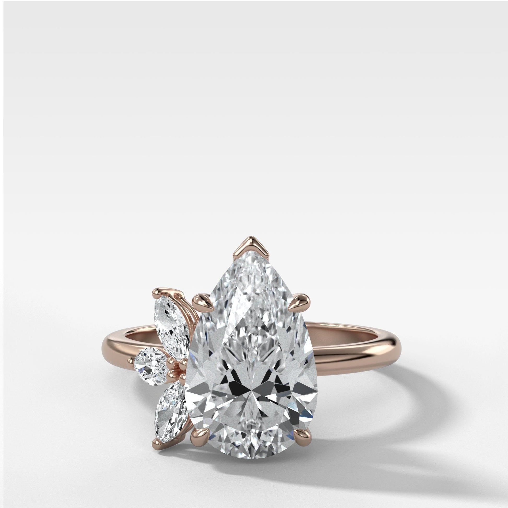 Marquise Shaped Three Stone Lab Grown Diamond Engagement Ring