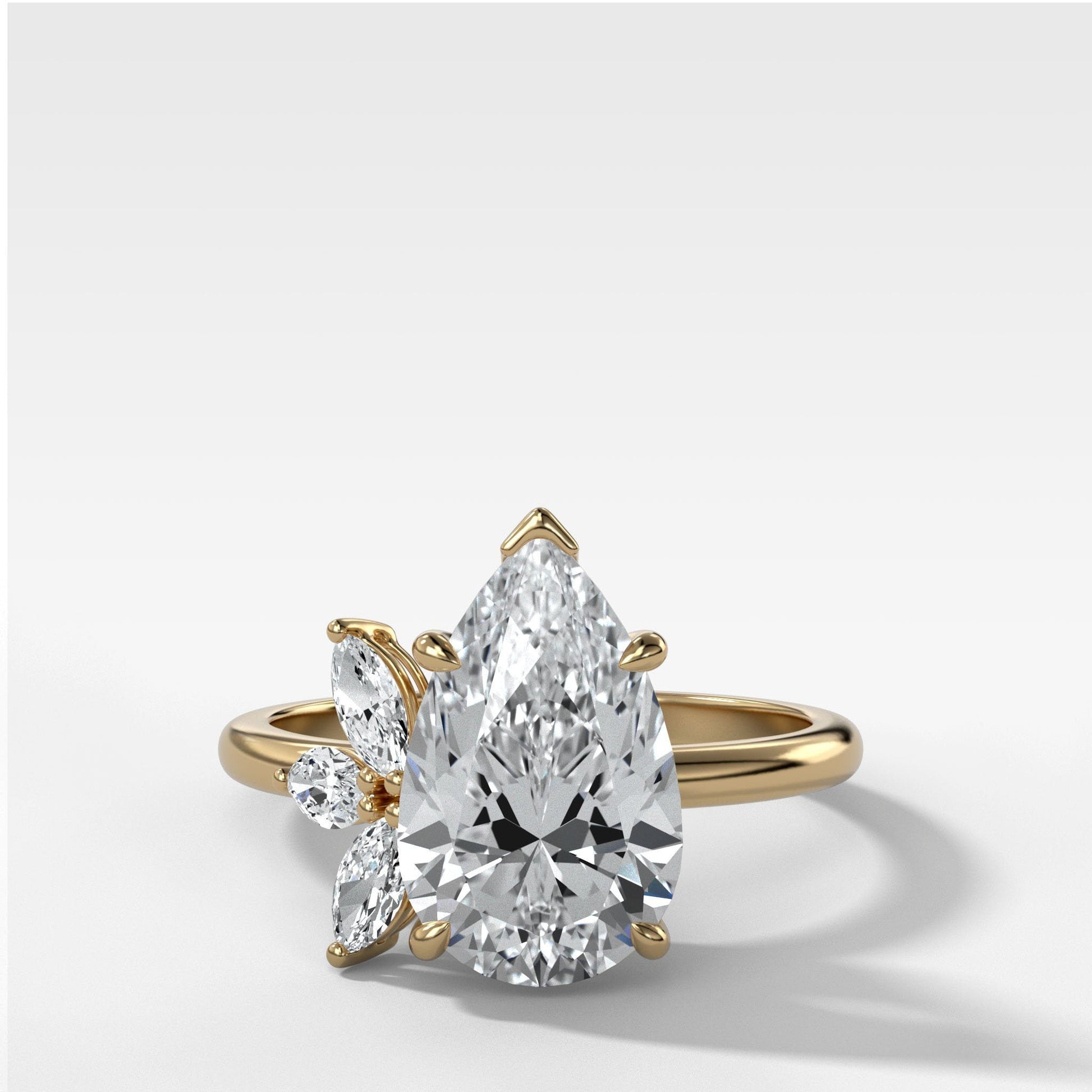 Marquise Shaped Three Stone Lab Grown Diamond Engagement Ring