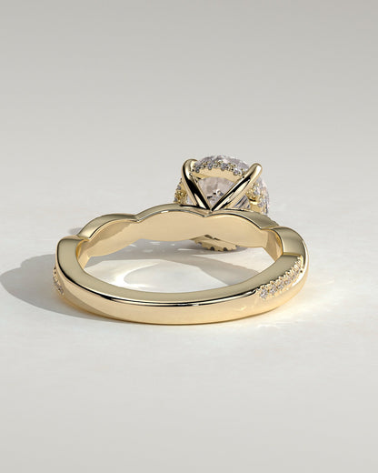 Round Halo, Pave & Split Shank Engagement Ring – 1.93 CT Lab Grown Diamond