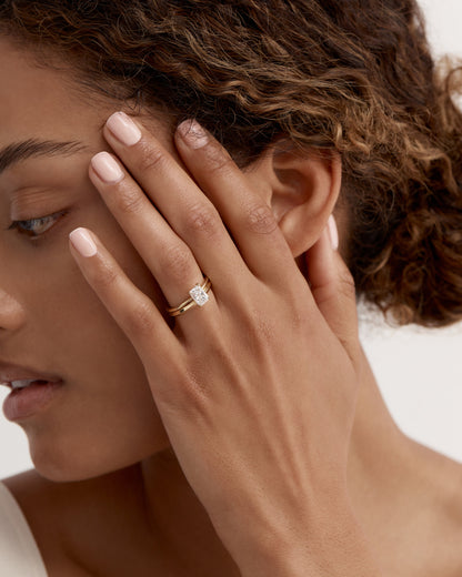 Marquise Shaped Three Stone Lab Grown Diamond Engagement Ring