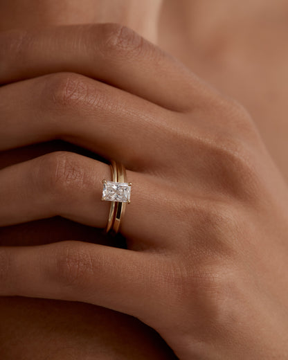 Marquise Shaped Three Stone Lab Grown Diamond Engagement Ring