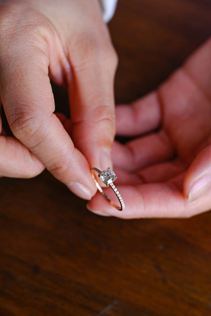 Stunning 1.0 - 2.0 CT Cushion Moissanite Engagement Ring With Pave Design 4