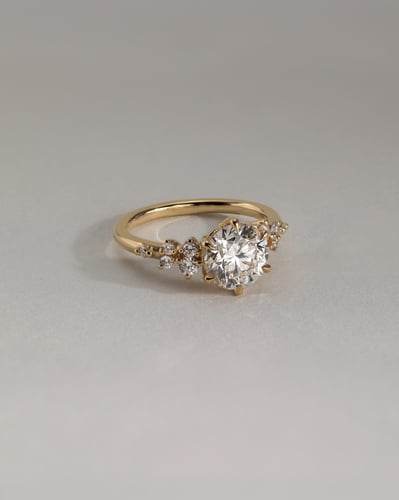 2 CT Round Cut Cluster Styled Lab Grown Diamond Engagement Ring