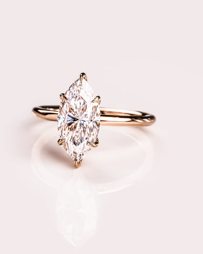 1.56 CT Marquise Cut Lab Grown Diamond Engagement Ring With Hidden Halo Setting