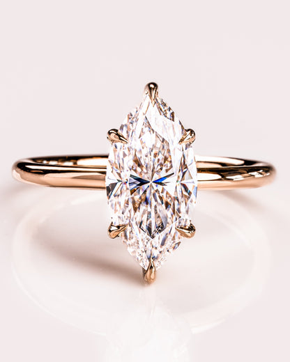1.56 CT Marquise Cut Lab Grown Diamond Engagement Ring With Hidden Halo Setting