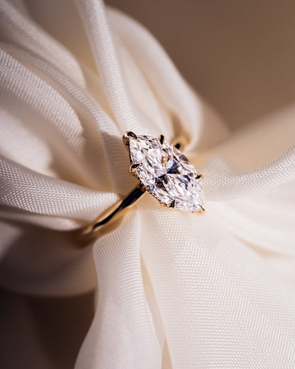 1.56 CT Marquise Cut Lab Grown Diamond Engagement Ring With Hidden Halo Setting