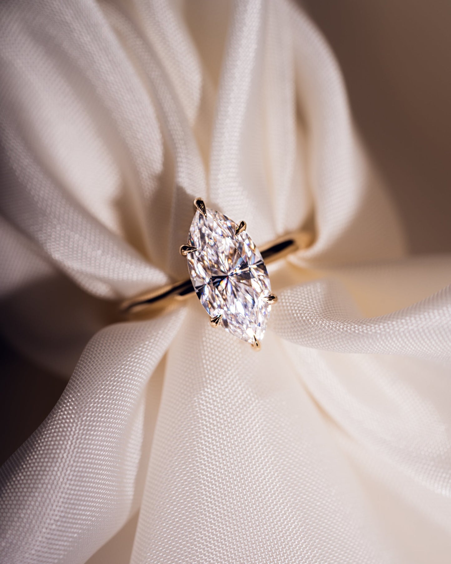 1.56 CT Marquise Cut Lab Grown Diamond Engagement Ring With Hidden Halo Setting