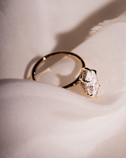 1.56 CT Marquise Cut Lab Grown Diamond Engagement Ring With Hidden Halo Setting