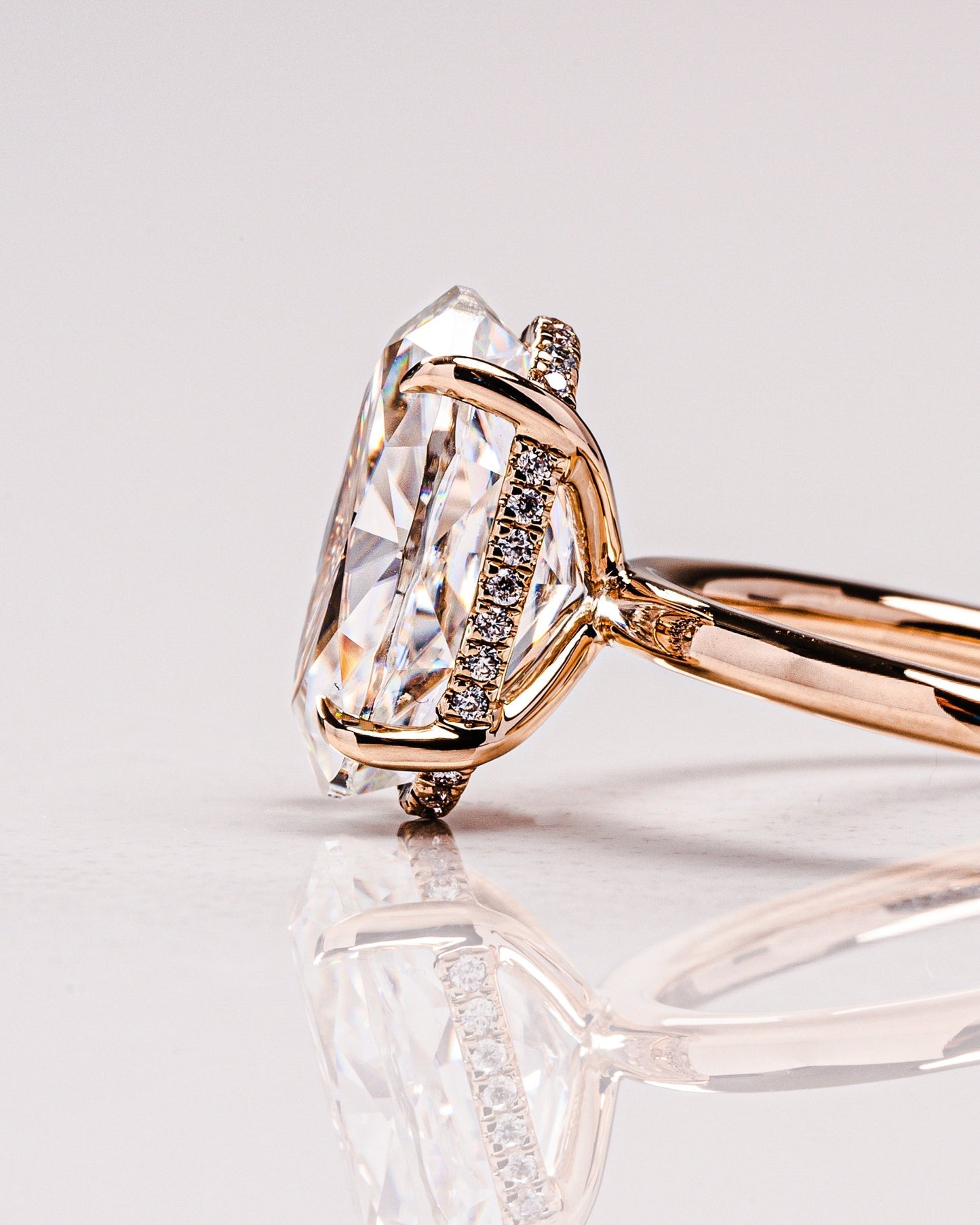 4.0 CT Oval Cut Lab Grown Diamond Engagement Ring With Hidden Halo Setting