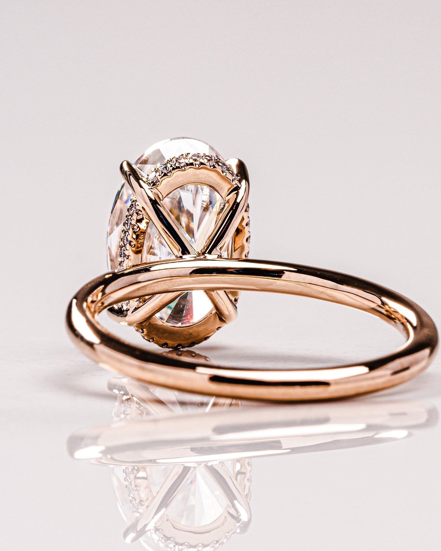 4.0 CT Oval Cut Lab Grown Diamond Engagement Ring With Hidden Halo Setting