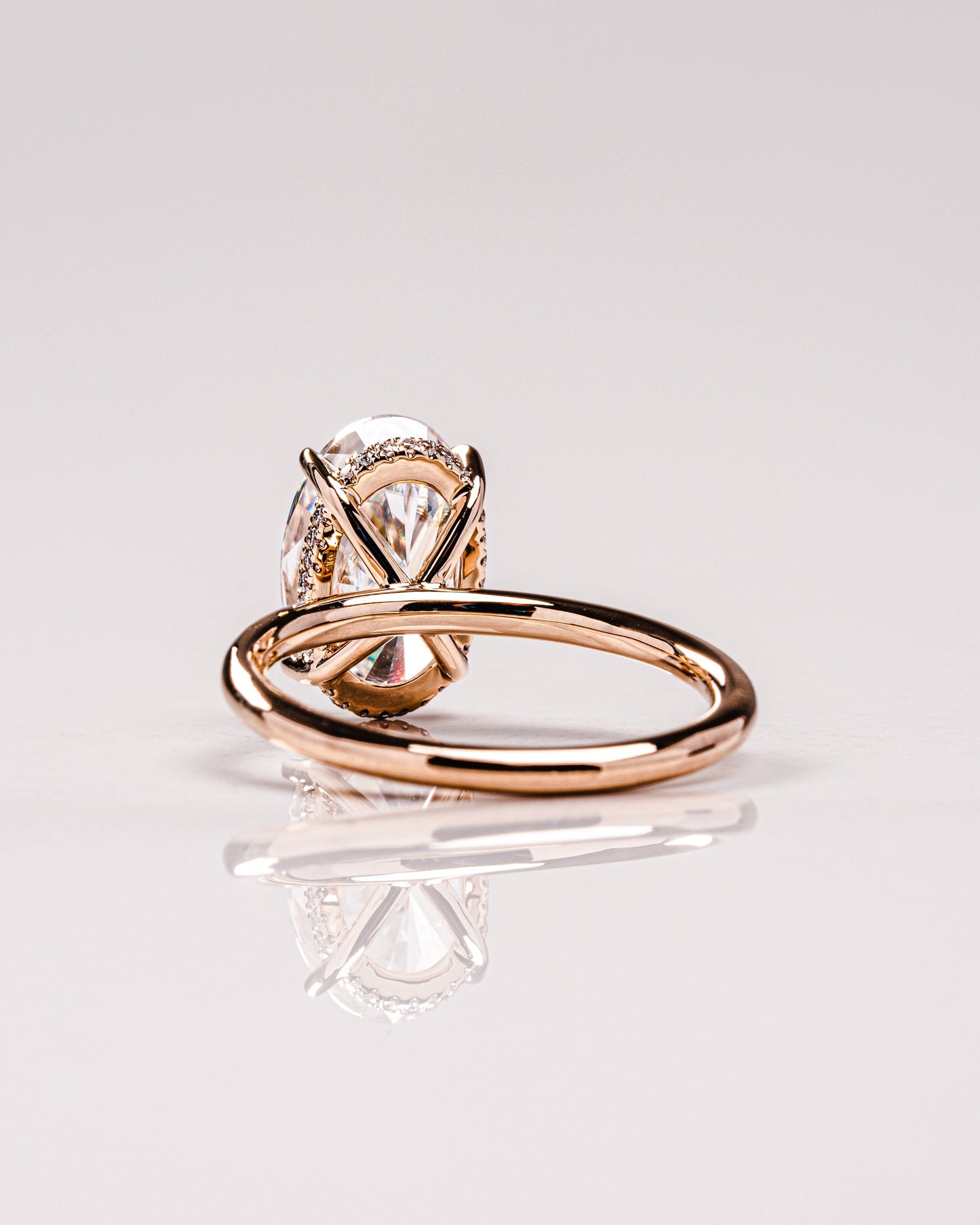 4.0 CT Oval Cut Lab Grown Diamond Engagement Ring With Hidden Halo Setting