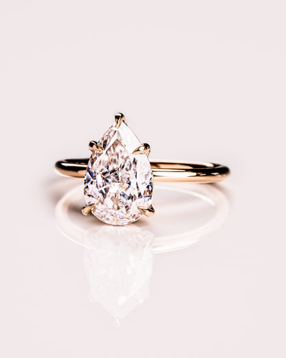 3.09 CT Pear Cut Lab Grown Diamond Solitaire Engagement Ring