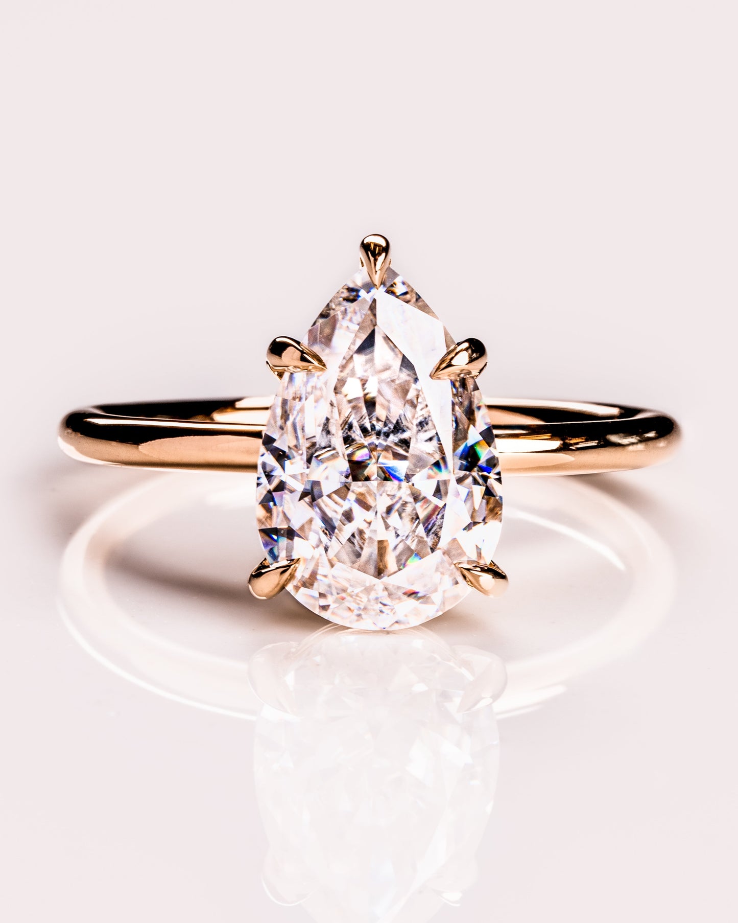 3.09 CT Pear Cut Lab Grown Diamond Solitaire Engagement Ring