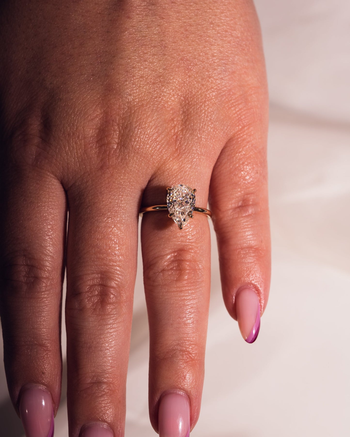 3.09 CT Pear Cut Lab Grown Diamond Solitaire Engagement Ring