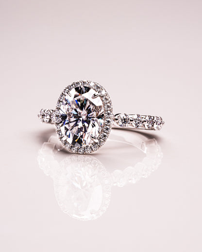 4.22 CT Oval Halo Pave Lab Grown Diamond Engagement Ring