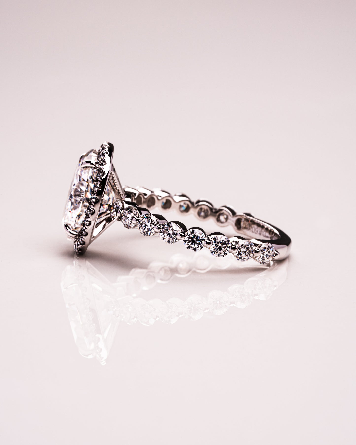 4.22 CT Oval Halo Pave Lab Grown Diamond Engagement Ring