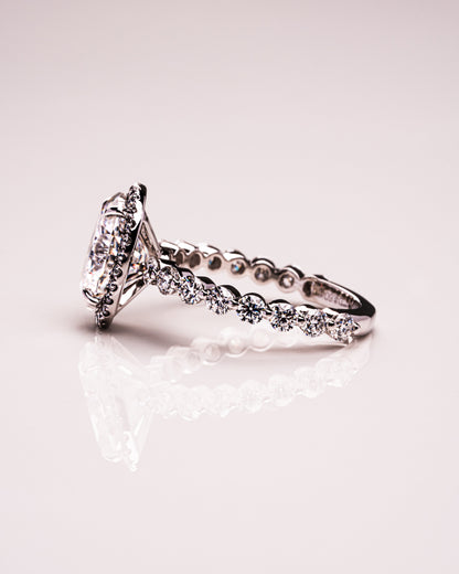 4.22 CT Oval Halo Pave Lab Grown Diamond Engagement Ring