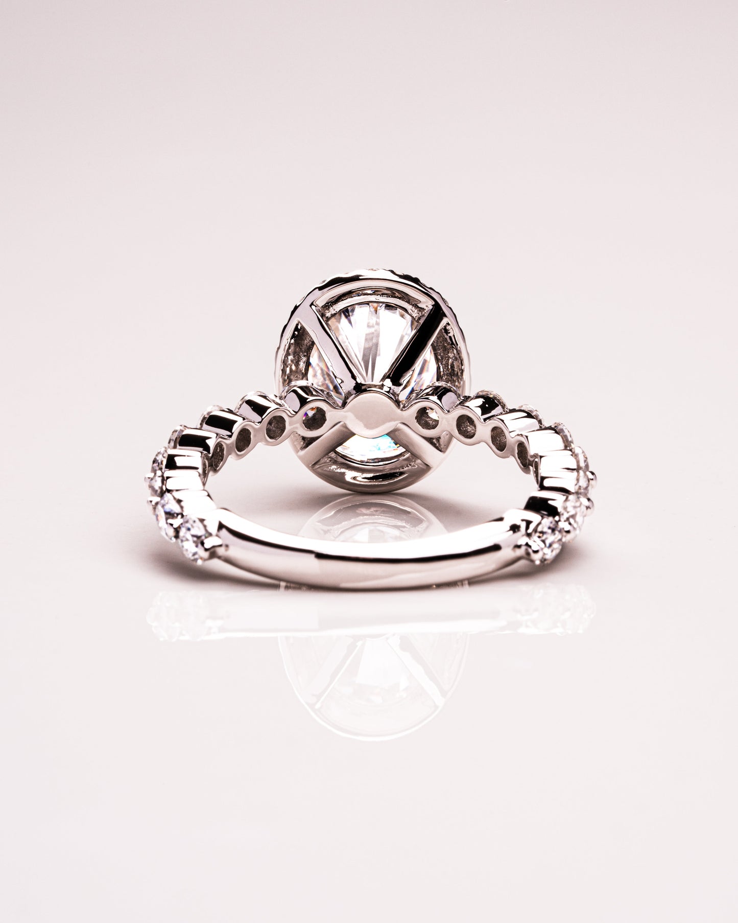 4.22 CT Oval Halo Pave Lab Grown Diamond Engagement Ring