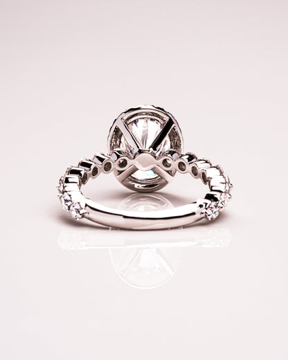 4.22 CT Oval Halo Pave Lab Grown Diamond Engagement Ring