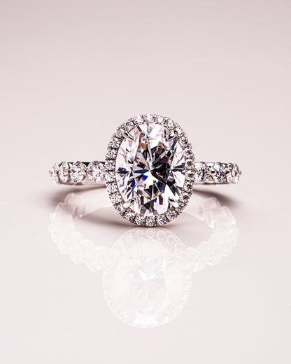 4.22 CT Oval Halo Pave Lab Grown Diamond Engagement Ring