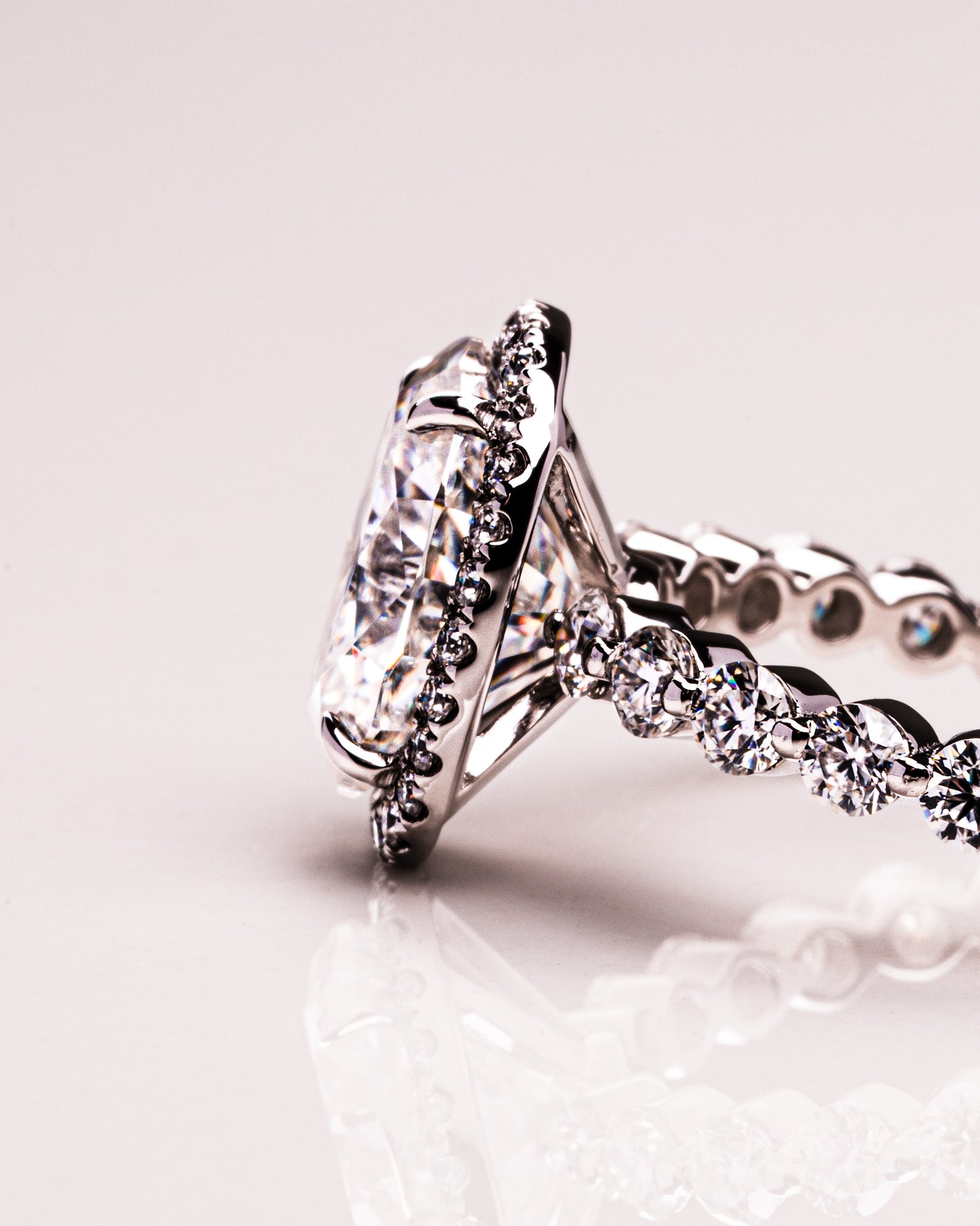 4.22 CT Oval Halo Pave Lab Grown Diamond Engagement Ring