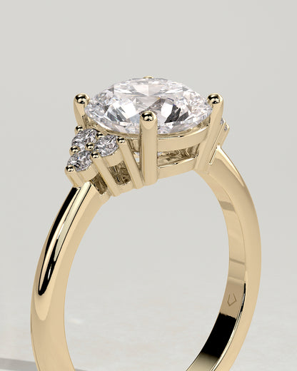 2 CT Round Cut Cluster Style Lab Grown Diamond Engagement Ring