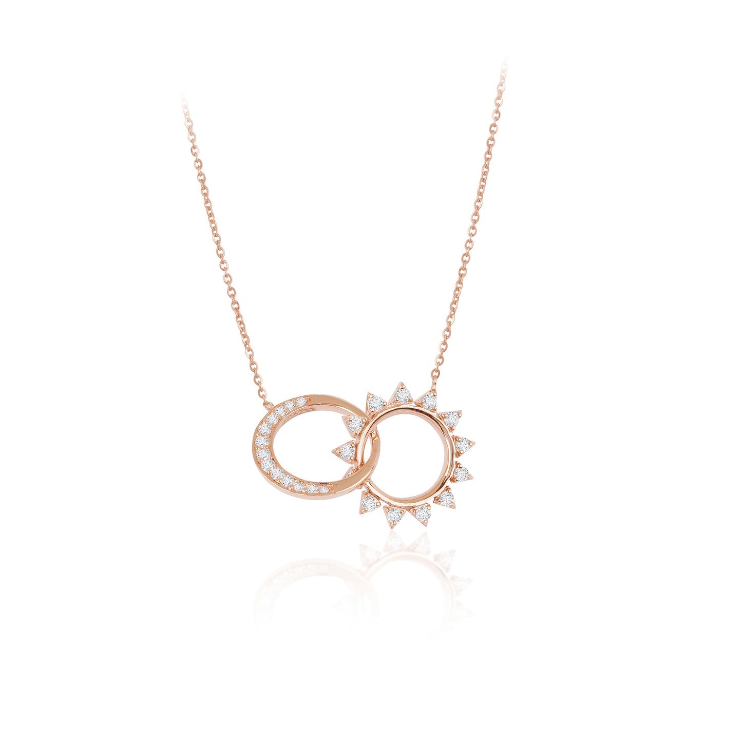 0.50 TCW Round Moissanite Diamond Sun-Moon Pendant Necklace in Solid Gold 3