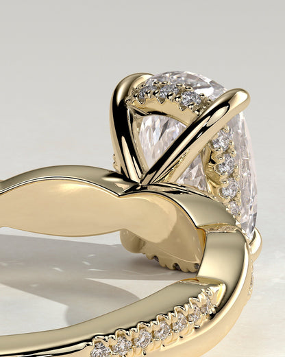 Round Halo, Pave & Split Shank Engagement Ring – 1.93 CT Lab Grown Diamond