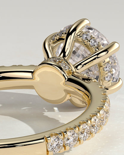 Round Halo, Pave & Split Shank Engagement Ring – 1.93 CT Lab Grown Diamond