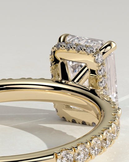 Round Halo, Pave & Split Shank Engagement Ring – 1.93 CT Lab Grown Diamond