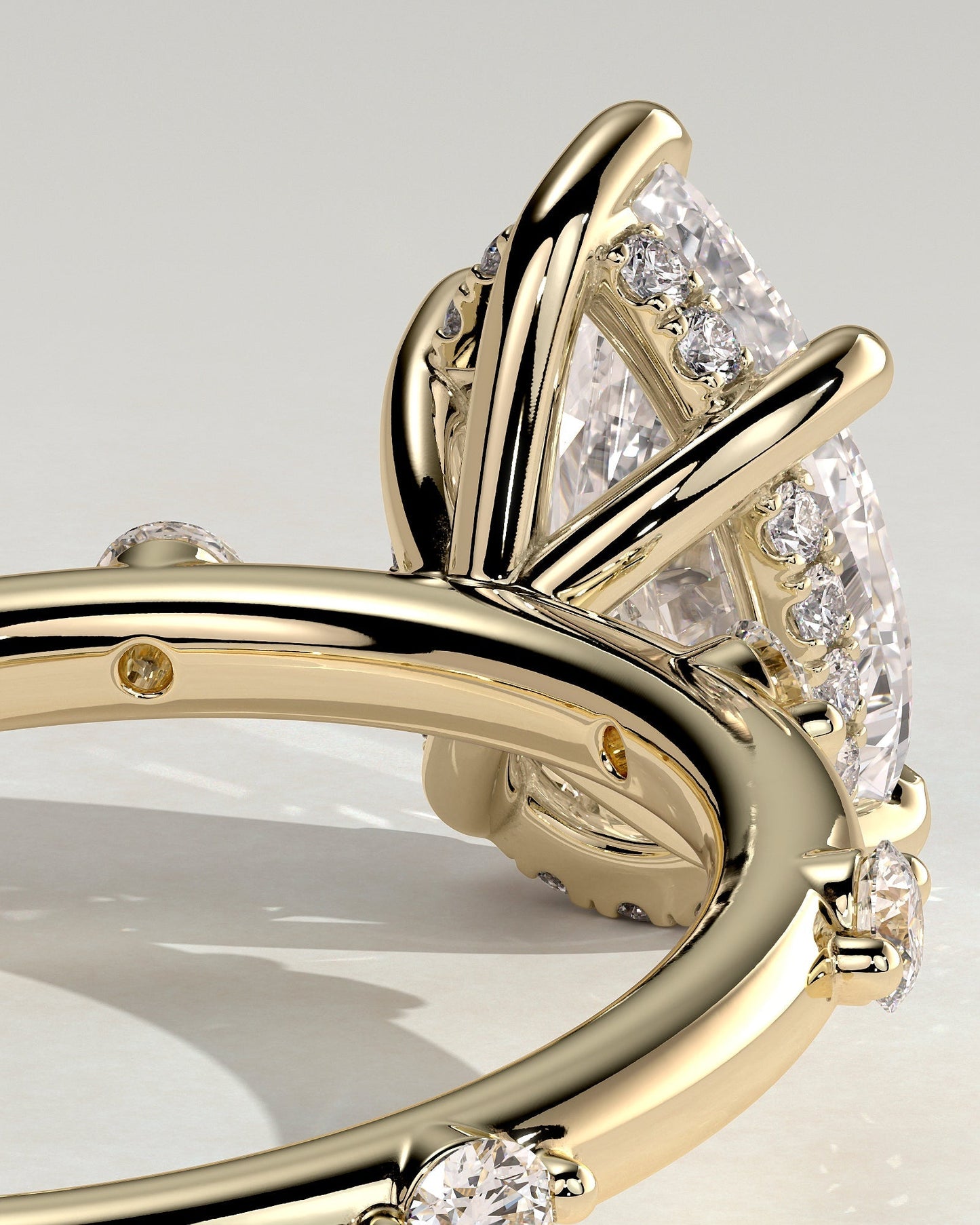 Round Halo, Pave & Split Shank Engagement Ring – 1.93 CT Lab Grown Diamond