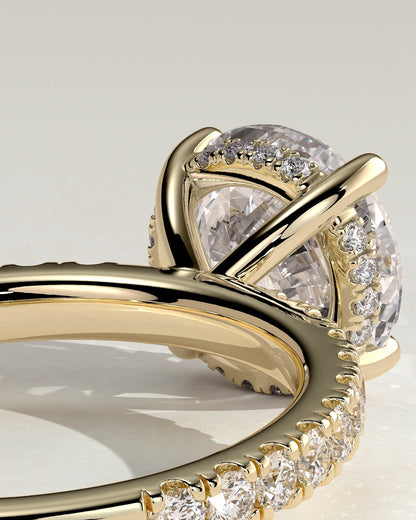 Round Halo, Pave & Split Shank Engagement Ring – 1.93 CT Lab Grown Diamond