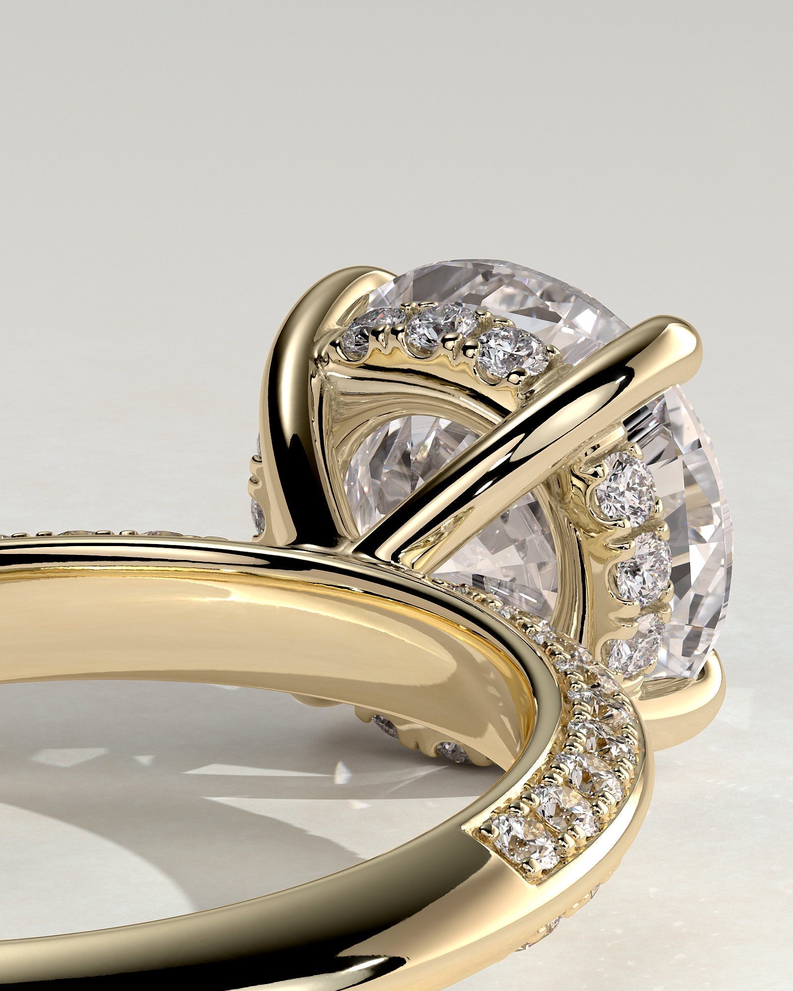 Round Halo, Pave & Split Shank Engagement Ring – 1.93 CT Lab Grown Diamond