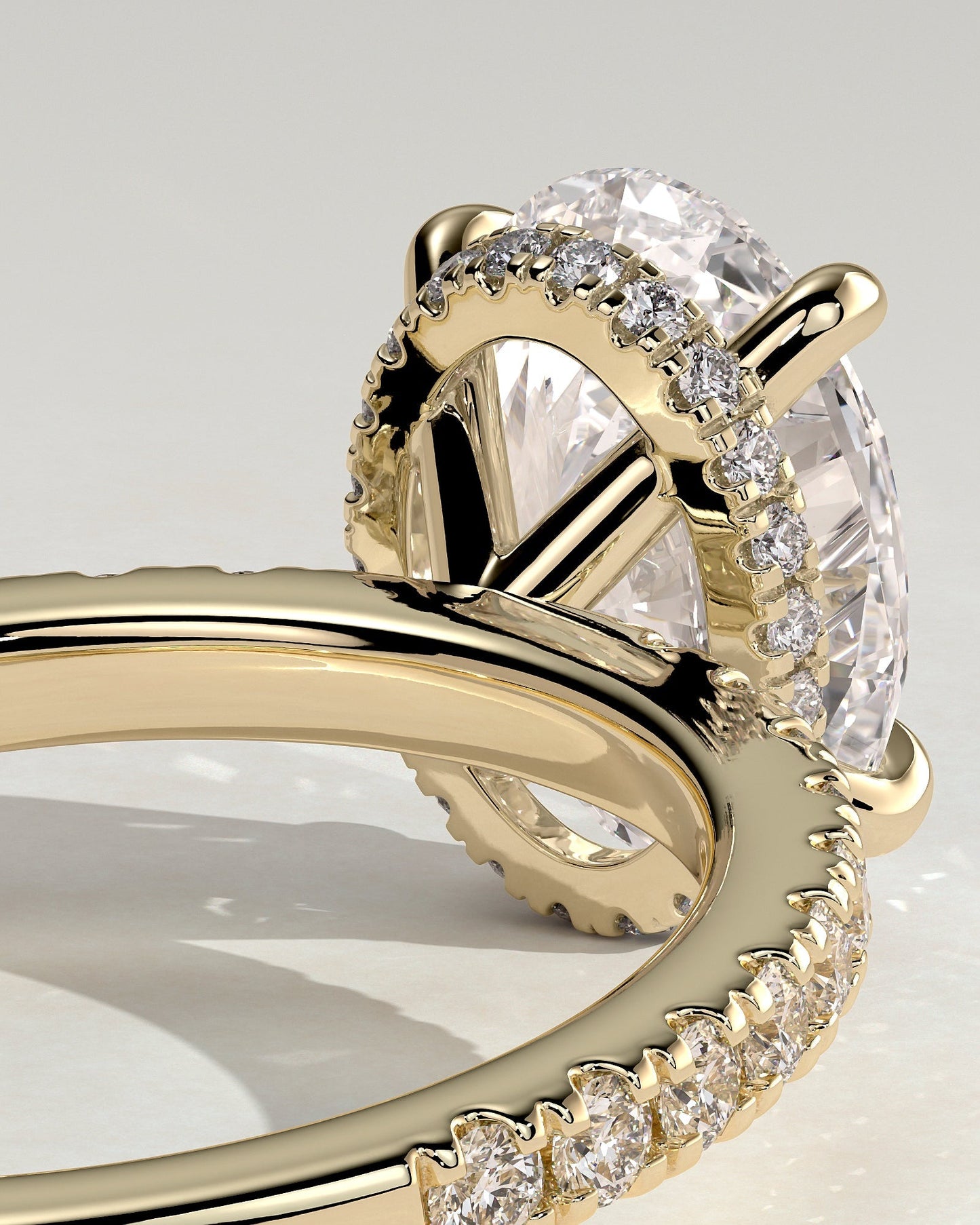Round Halo, Pave & Split Shank Engagement Ring – 1.93 CT Lab Grown Diamond