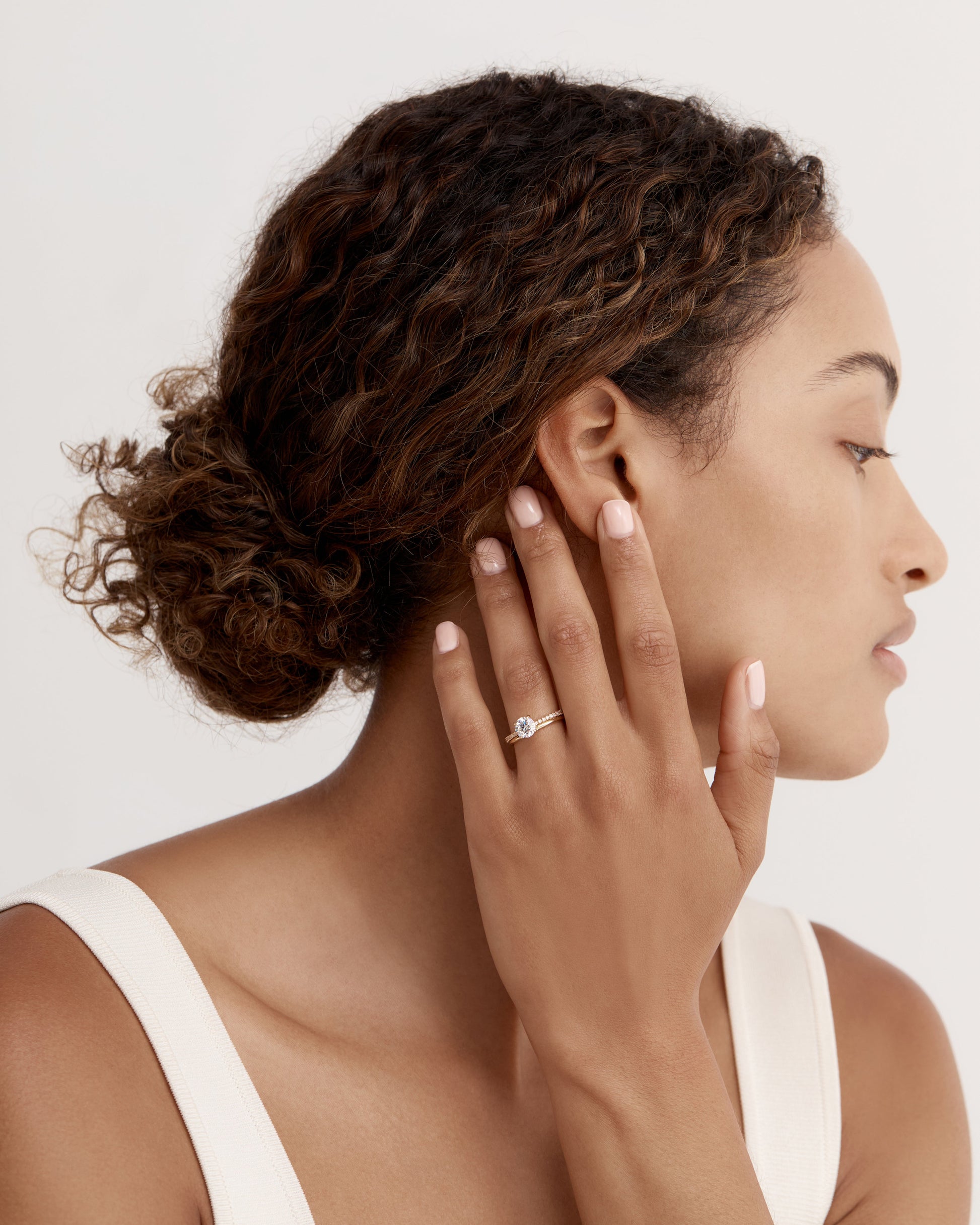 Marquise Shaped Three Stone Lab Grown Diamond Engagement Ring