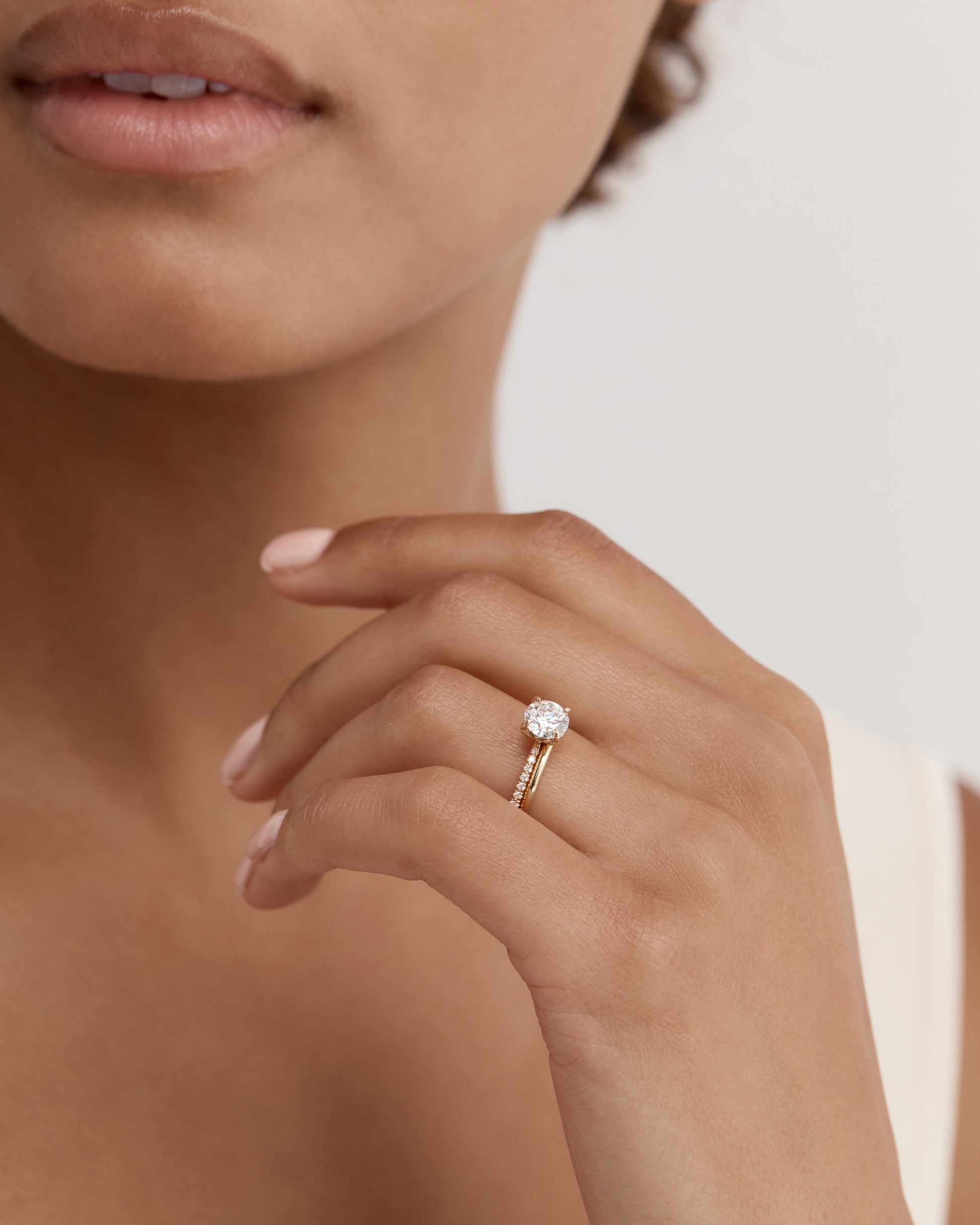 Marquise Shaped Three Stone Lab Grown Diamond Engagement Ring