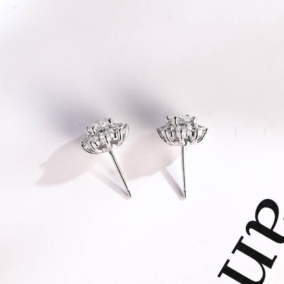 0.50 TCW Round Cut Moissanite Floral Halo Earrings in Gold 8